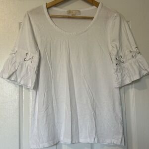 Michael Kors Short Criss Cross Sleeve White‎ Blouse